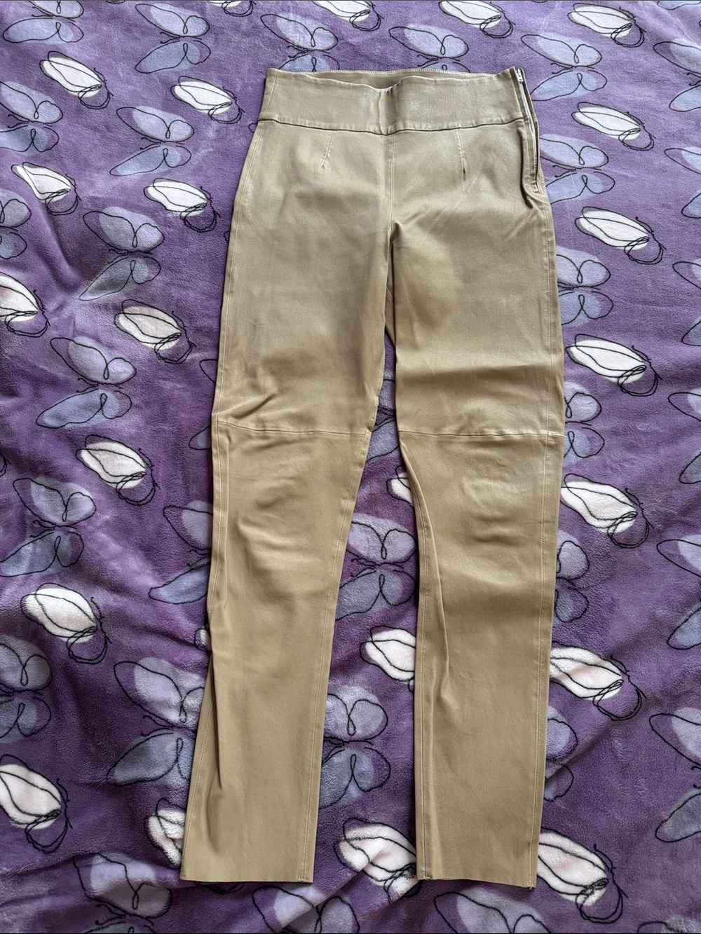 I R O vegan leather Women's Skinny Stretch Pants in Khaki Tan size EU40/US6-8
